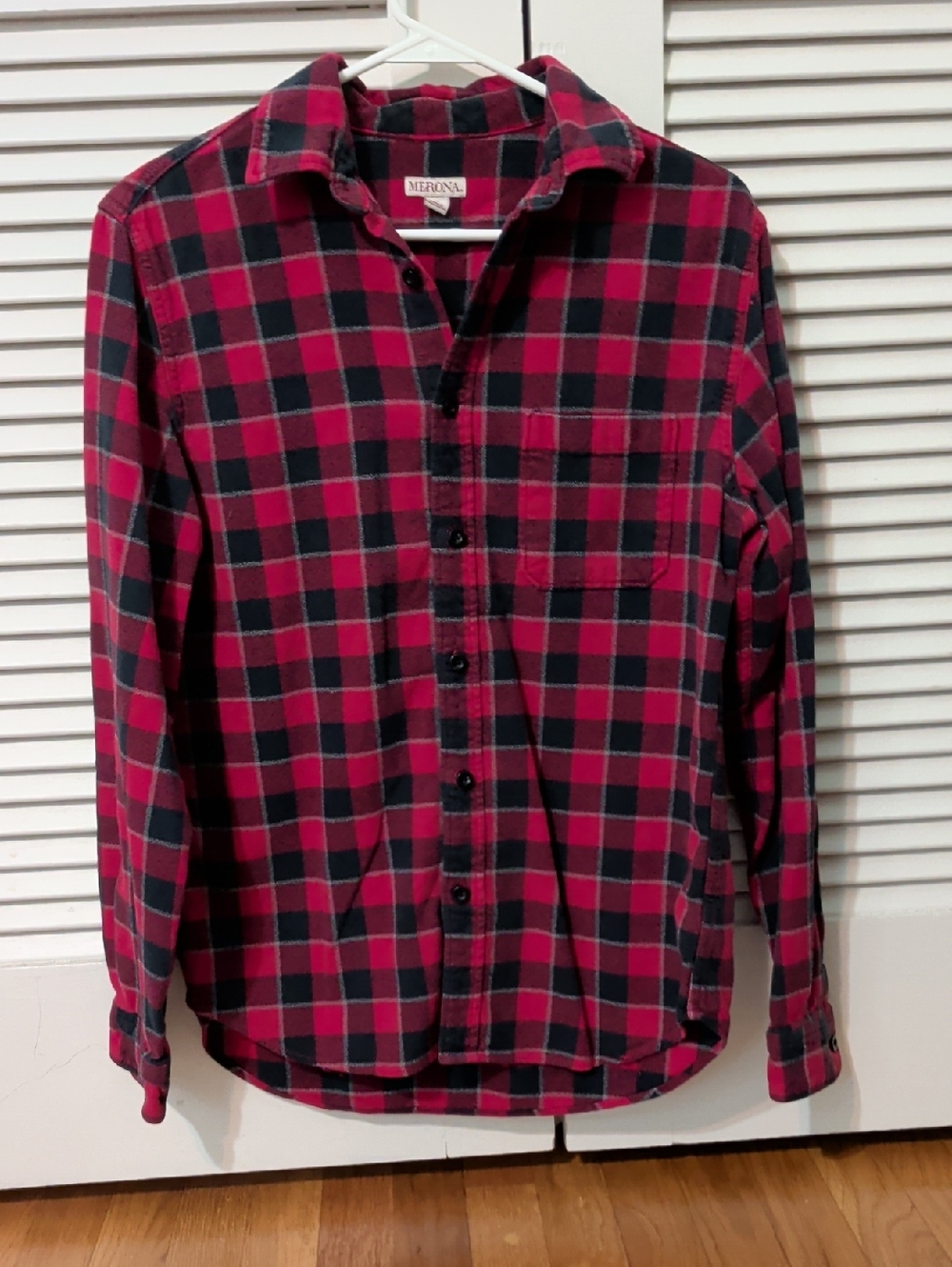 Merona Red and Black Plaid Flannel Button-Down Shirt